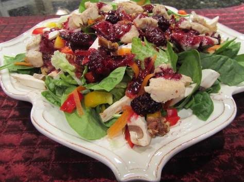 Berry & Candied Pecan Salad with Chicken